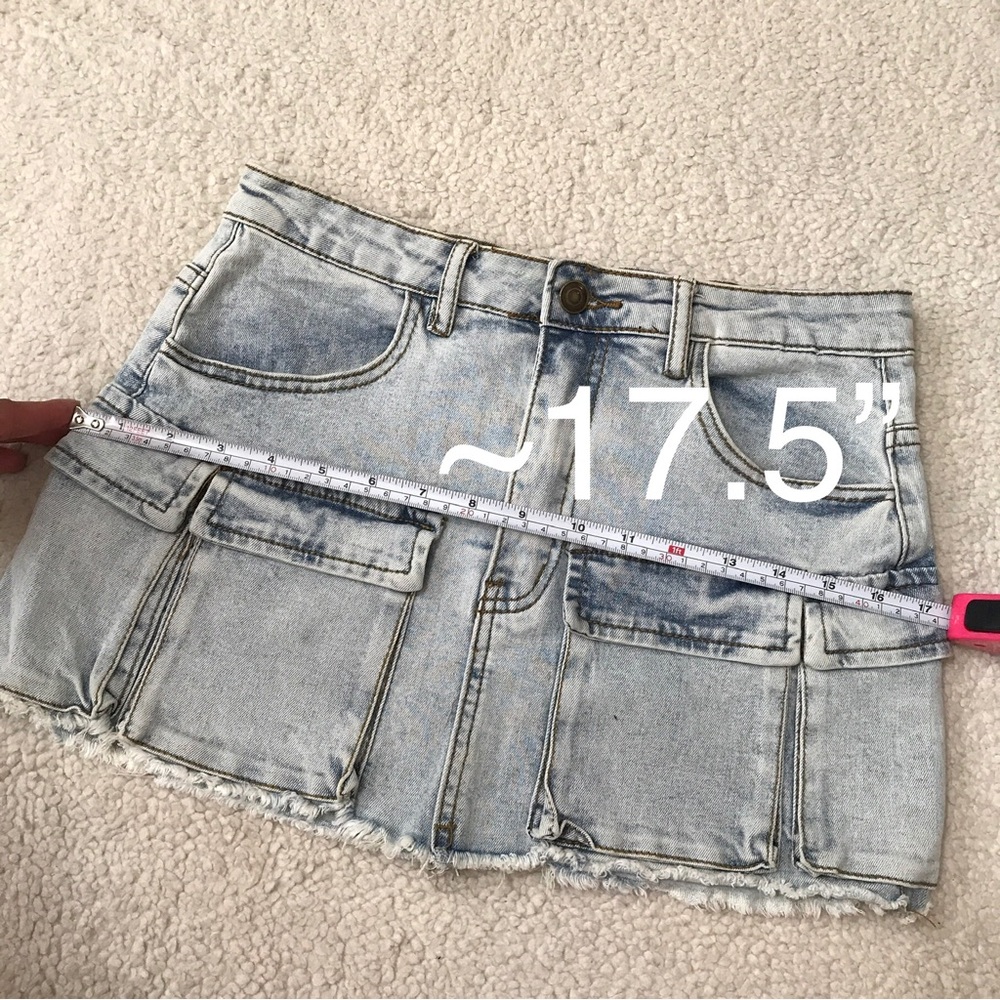 Fashion Nova Cargo Denim Mini Skirt Light Blue Size S - Picture 10 of 13